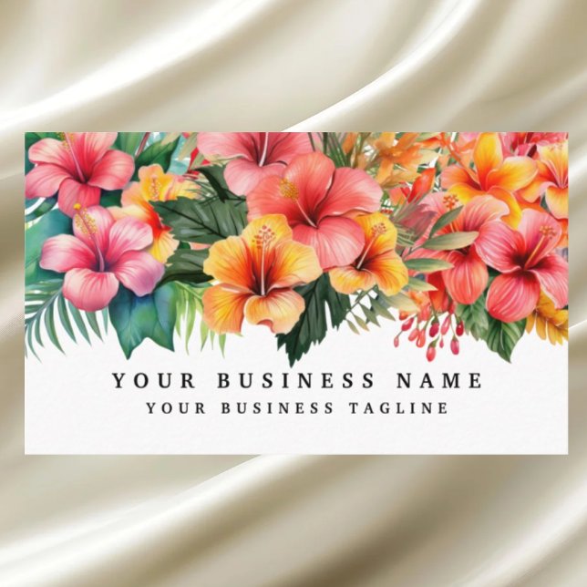 Tarjeta De Visita Flores tropicales de Hibiscus floral (Subido por el creador)