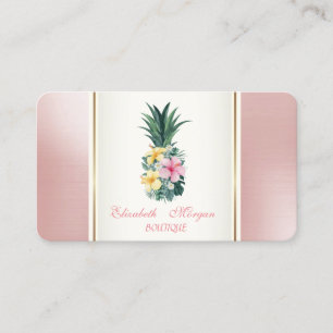 Tarjeta De Visita Flores Tropicales de Piña Modernas y Femeninas con