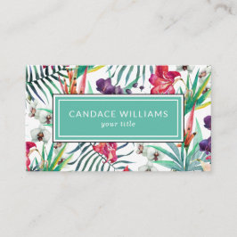 Tarjeta De Visita Flores tropicales exóticas y patrón de follaje