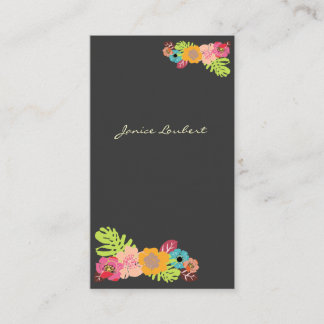 TARJETA DE VISITA FLORES TROPICALES NEGRADOS DE RETRO/FONDO DE DIY