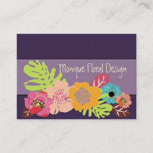 TARJETA DE VISITA FLORES TROPICALES NEGRADOS DE RETRO/FONDO DE DIY