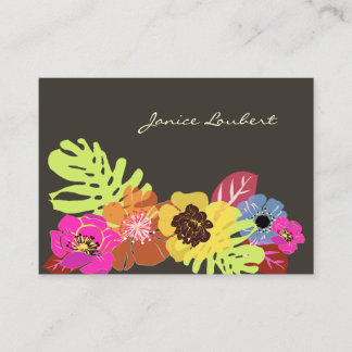 TARJETA DE VISITA FLORES TROPICALES NEGRADOS DE RETRO/FONDO DE DIY