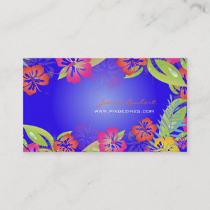TARJETA DE VISITA FLORES TROPICALES NEGRADOS DE RETRO, HIBISCUS