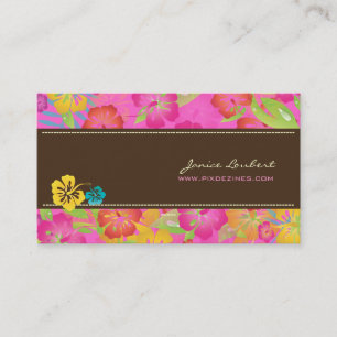 TARJETA DE VISITA FLORES TROPICALES NEGRADOS DE RETRO, HIBISCUS