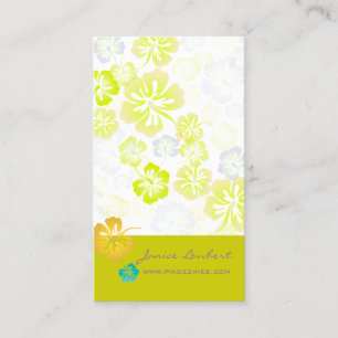 TARJETA DE VISITA FLORES TROPICALES NEGRADOS DE RETRO, HIBISCUS
