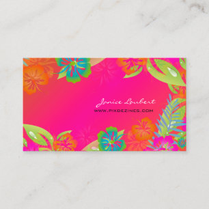 TARJETA DE VISITA FLORES TROPICALES NEGRADOS DE RETRO, HIBISCUS
