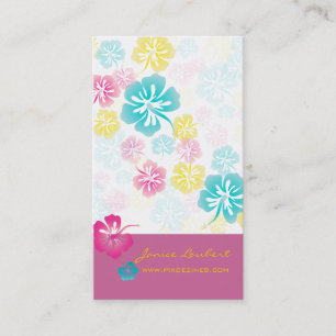TARJETA DE VISITA FLORES TROPICALES NEGRADOS DE RETRO, HIBISCUS