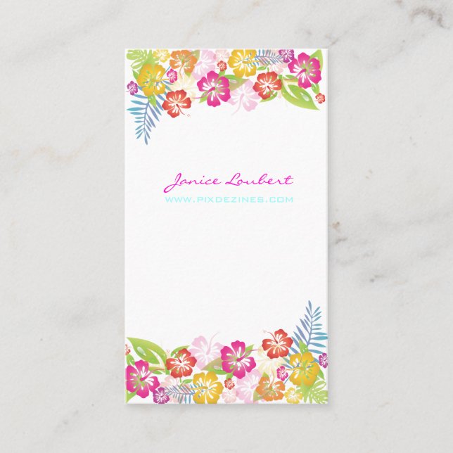 Tarjeta De Visita Flores tropicales retro-audaz/fondo DIY (Anverso)