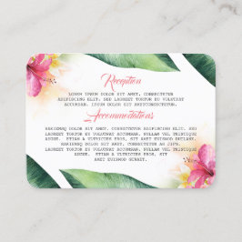 Tarjeta De Visita Flores tropicales y hojas de palmera boda playa