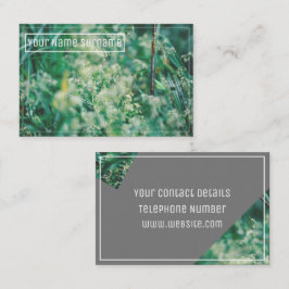 Tarjeta De Visita Flores verdes de hierba dejan la naturaleza prader