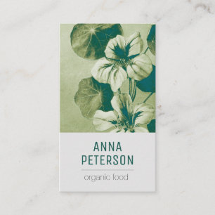 Tarjeta De Visita Flores verdes orgánicas vintage y elegantes
