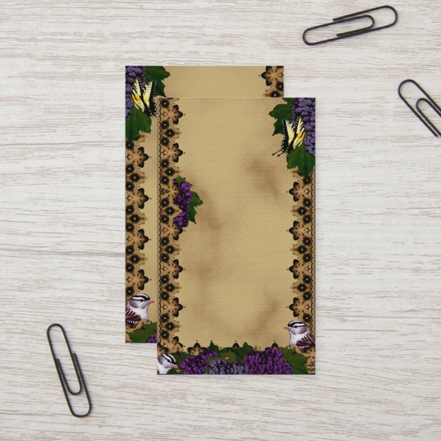 Tarjeta De Visita Flores victorianas y mariposas (Anverso/Reverso In Situ)