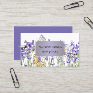 Tarjeta De Visita Flores Violetas de Jardín Profesionales Elegantes