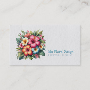 Tarjeta De Visita Flores y Follaje Tropicales