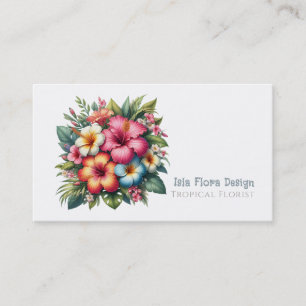 Tarjeta De Visita Flores y Follaje Tropicales