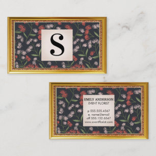 Tarjeta De Visita Flores y hojas decorativas   Marco antiguo