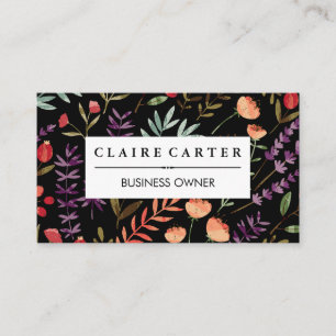 Tarjeta De Visita Flores y hojas patrón decorativo