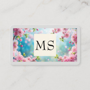 Tarjeta De Visita Flores y Hojas Patrón Elegante