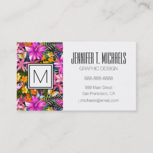 Tarjeta De Visita Flores y hojas tropicales