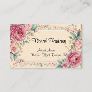 Tarjeta De Visita Flores y marco antiguos de moda
