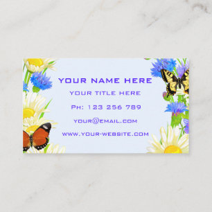 Tarjeta De Visita Flores y mariposas marco de muelle profesional