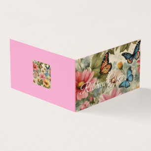 Tarjeta De Visita Flores Y Mariposas Obra De Arte