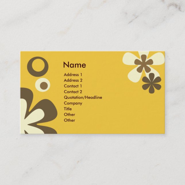 Tarjeta De Visita Flores y puntos naranjas (Anverso)