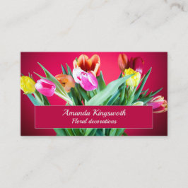 Tarjeta De Visita Florisco de tulipanes rojos con texto de personali