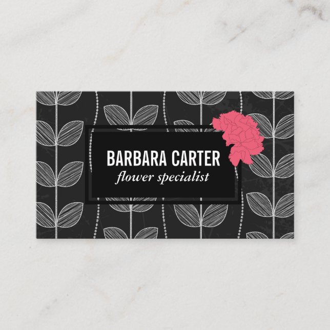 Tarjeta De Visita Florismo | Carnations | Doodles de flores de calca (Anverso)