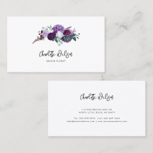 Tarjeta De Visita Florismo de acuarela morada floral