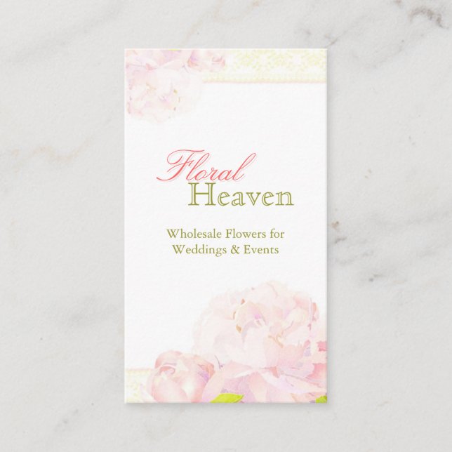 Tarjeta De Visita Florismo de Boda Peony + Lace Pattern (Anverso)