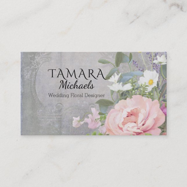 Tarjeta De Visita Florismo de negocios Elegante Peonia Rustica Flora (Anverso)