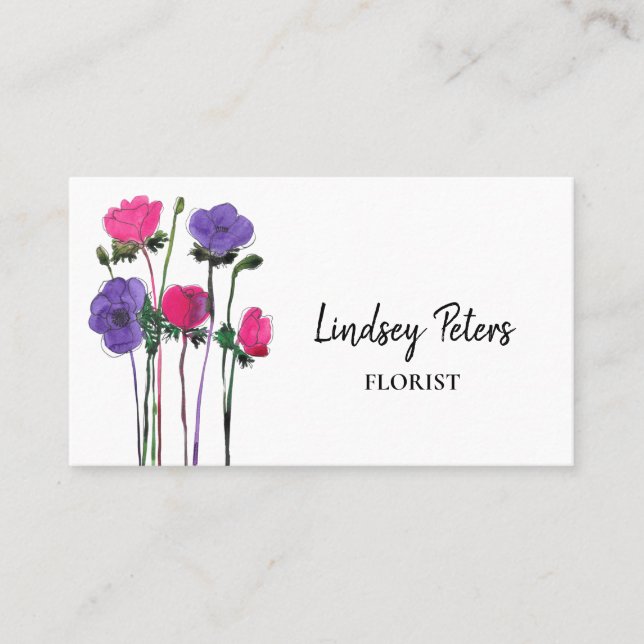 Tarjeta De Visita Florismo floral acuarela (Anverso)