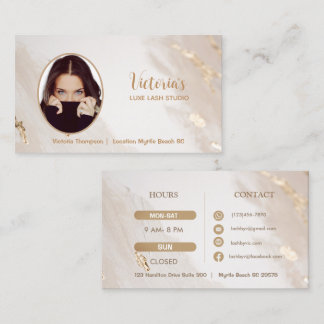 Tarjeta De Visita Florist Elegant Black & Gold Modern Floral Shop