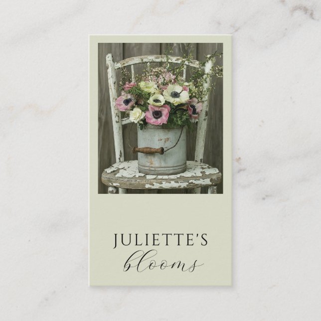 Tarjeta De Visita Florist Floral Designer Sage Business Card (Anverso)