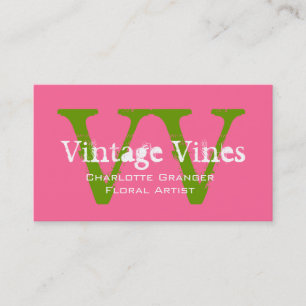 Tarjeta de visita Florist Green Pink Personalizabl