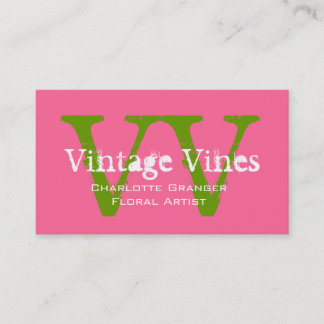 Tarjeta de visita Florist Green Pink Personalizabl