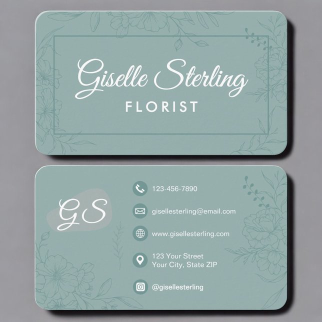 Tarjeta De Visita Florist Green Teal Floral (Subido por el creador)
