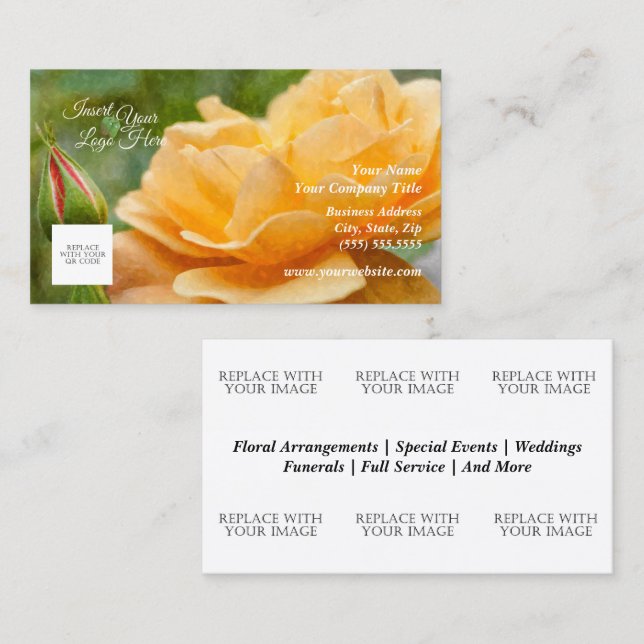 Tarjeta de visita Florist Naranja Rosa (Anverso / Reverso)