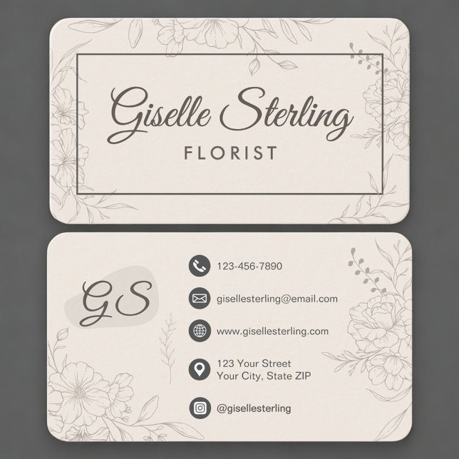 Tarjeta De Visita Florist Neutral Floral (Subido por el creador)