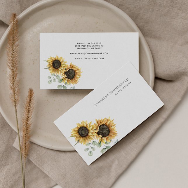 Tarjeta De Visita Florist Sunflower Eucalyptus Greeneration (Florist Sunflower Eucalyptus Greenery Business Card)