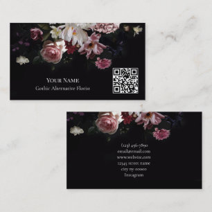 Tarjeta De Visita Florista Alternativa Gótica de Floral Oscura