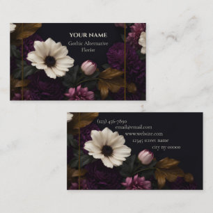 Tarjeta De Visita Florista Alternativa Gótica de Floral Oscura
