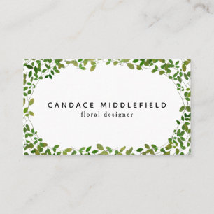 Tarjeta De Visita Florista botánico verde del diseño floral
