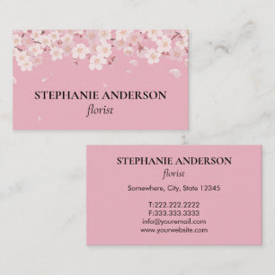 Tarjeta De Visita Florista de Acuarela Rosa Elegante