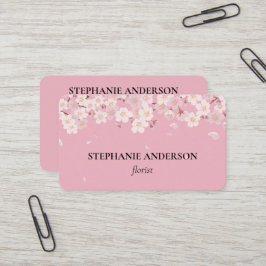 Tarjeta De Visita Florista de Acuarela Rosa Elegante