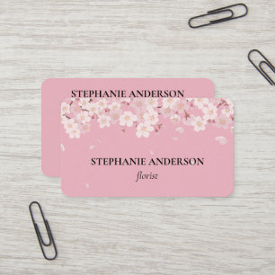 Tarjeta De Visita Florista de Acuarela Rosa Elegante