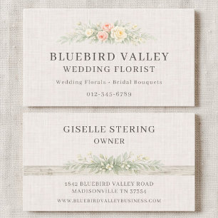 Tarjeta De Visita Florista de Boda Shabby Chic Lino País