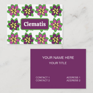 Tarjeta De Visita Florista de Flor de Clemátide Púrpura