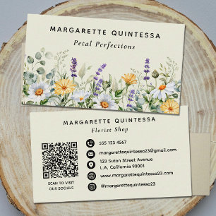Tarjeta De Visita Florista de flores silvestres acuarela floral rúst